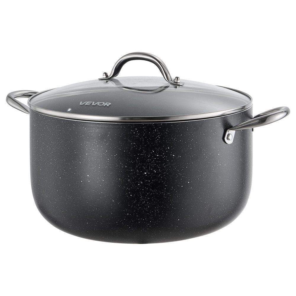 VEVOR Aluminum Stock Pot, 12-Quart Nonstick Ceramic Coated Pot with Glass Lid, PFOA-Free, PFAS-Free, Compatible with Gas Stoves, Induction Cooktops, Electric Stoves, for Soups, Stews, and Pasta