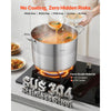 VEVOR Stainless Steel Stock Pot, 16-Quart Stainless Steel Stockpot with Glass Lid, PFOA-Free, PFAS-Free, Compatible with Gas Stoves, Induction Cooktops, Electric Stoves, for Soups, Stews, and Pasta