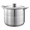 VEVOR Stainless Steel Stock Pot, 16-Quart Stainless Steel Stockpot with Glass Lid, PFOA-Free, PFAS-Free, Compatible with Gas Stoves, Induction Cooktops, Electric Stoves, for Soups, Stews, and Pasta