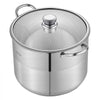 VEVOR Stainless Steel Stock Pot, 16-Quart Stainless Steel Stockpot with Glass Lid, PFOA-Free, PFAS-Free, Compatible with Gas Stoves, Induction Cooktops, Electric Stoves, for Soups, Stews, and Pasta
