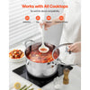 VEVOR Stainless Steel Stock Pot, 8-Quart Stainless Steel Stockpot with Glass Lid, PFOA-Free, PFAS-Free, Compatible with Gas Stoves, Induction Cooktops, Electric Stoves, for Soups, Stews, and Pasta