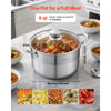 VEVOR Stainless Steel Stock Pot, 8-Quart Stainless Steel Stockpot with Glass Lid, PFOA-Free, PFAS-Free, Compatible with Gas Stoves, Induction Cooktops, Electric Stoves, for Soups, Stews, and Pasta