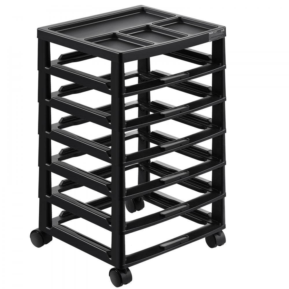 VEVOR Scrapbook Rolling Storage Cart, 6-Tier Large Capacity with Organizer Top, Black Frame with 4 Removable Wheels, PP Material Cart Only, Rolling Craft Storage for Office Arts and Crafts Supplies