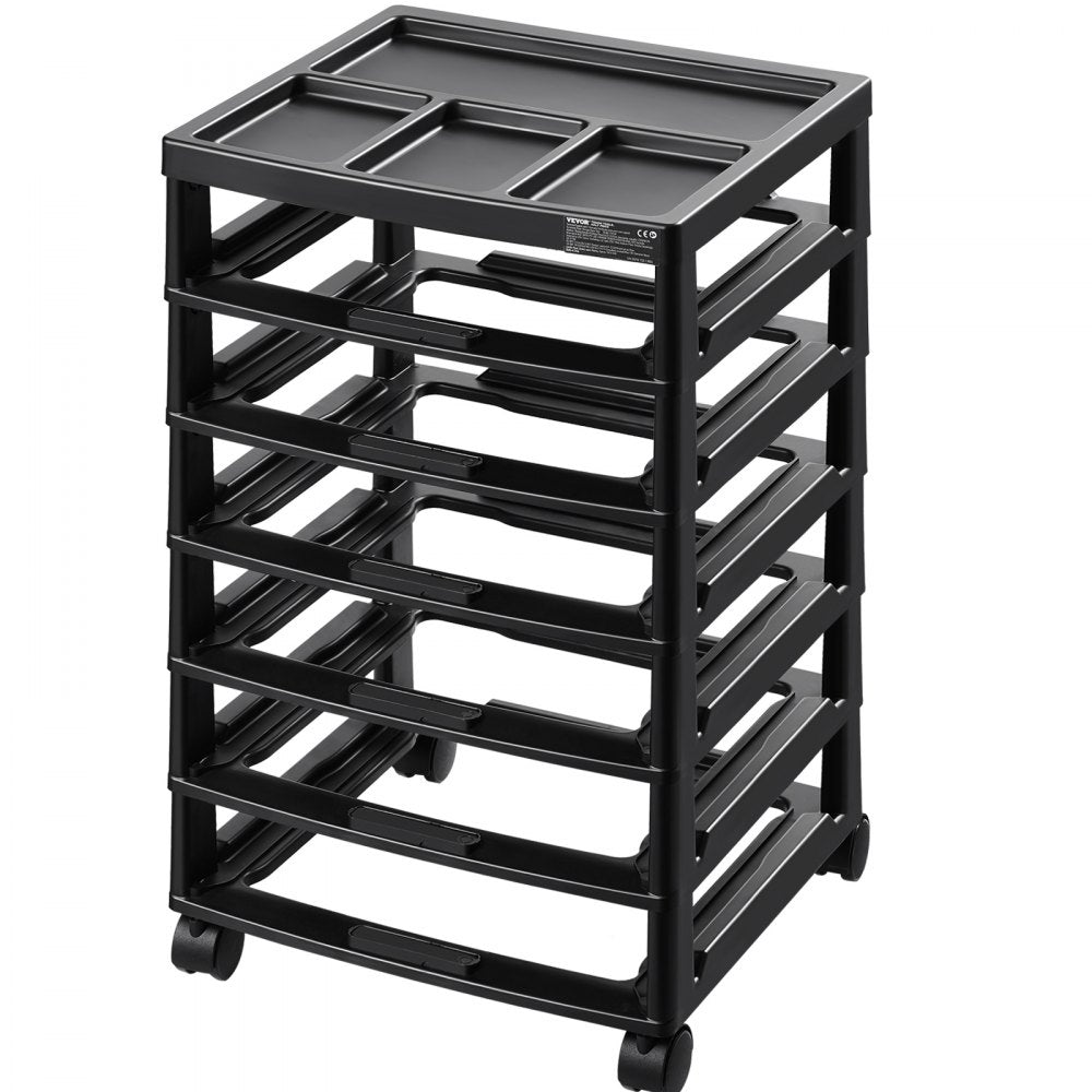 VEVOR Scrapbook Rolling Storage Cart, 6-Tier Large Capacity with Organizer Top, Black Frame with 4 Removable Wheels, PP Material Cart Only, Rolling Craft Storage for Office Arts and Crafts Supplies