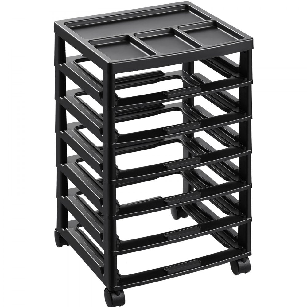 VEVOR Scrapbook Rolling Storage Cart, 6-Tier Large Capacity with Organizer Top, Black Frame with 4 Removable Wheels, PP Material Cart Only, Rolling Craft Storage for Office Arts and Crafts Supplies