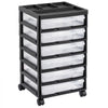 VEVOR Scrapbook Rolling Storage Cart, 6-Tier Large Capacity with Organizer Top, Black Frame with 6 Clear Cases and 4 Removable Wheels, Storage Organizer Rolling Cart for Arts and Crafts Supplies