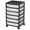 VEVOR Scrapbook Rolling Storage Cart, 6-Tier Large Capacity with Organizer Top, Black Frame with 6 Clear Cases and 4 Removable Wheels, Storage Organizer Rolling Cart for Arts and Crafts Supplies