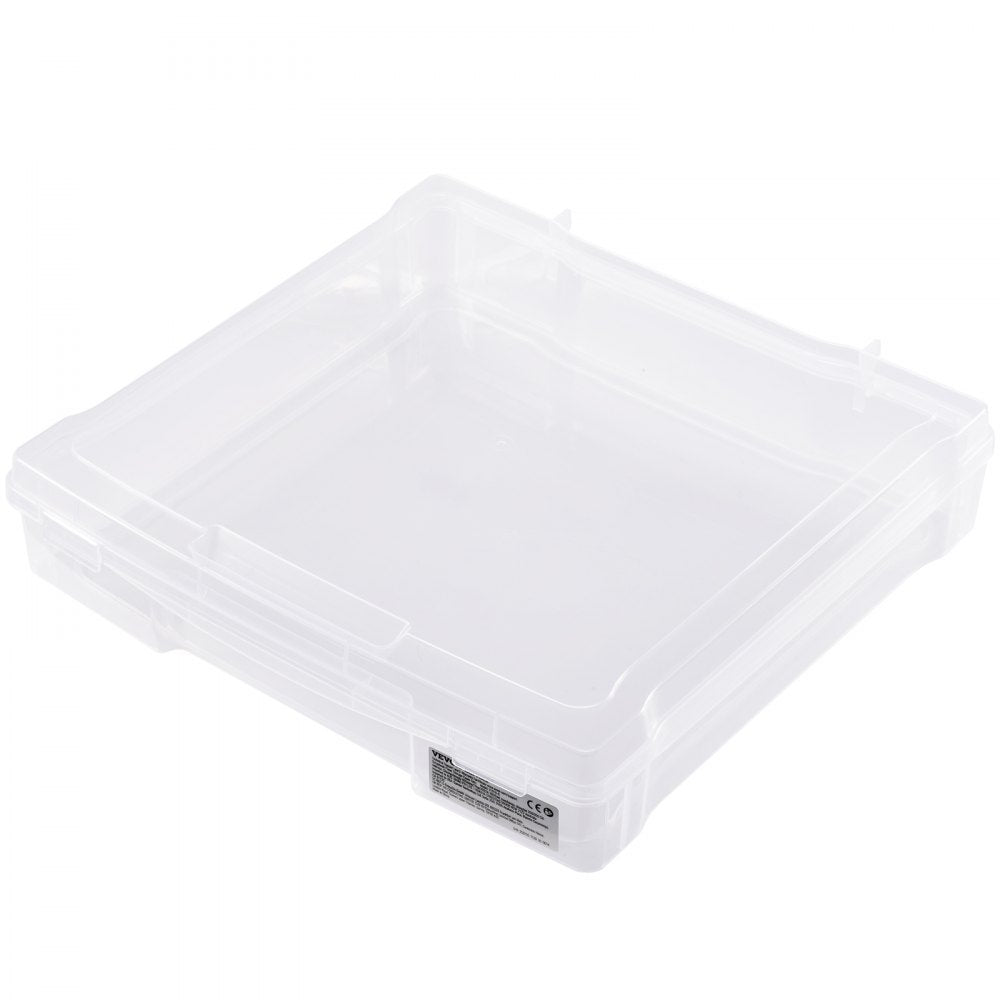 VEVOR Scrapbook Paper Storage, 6 Pack Stackable Plastic Board Game Boxes, Clear Multi-Purpose Document Case with Rounded Corners and Double Latches, for Office Essentials Tools Arts Crafts Supplies