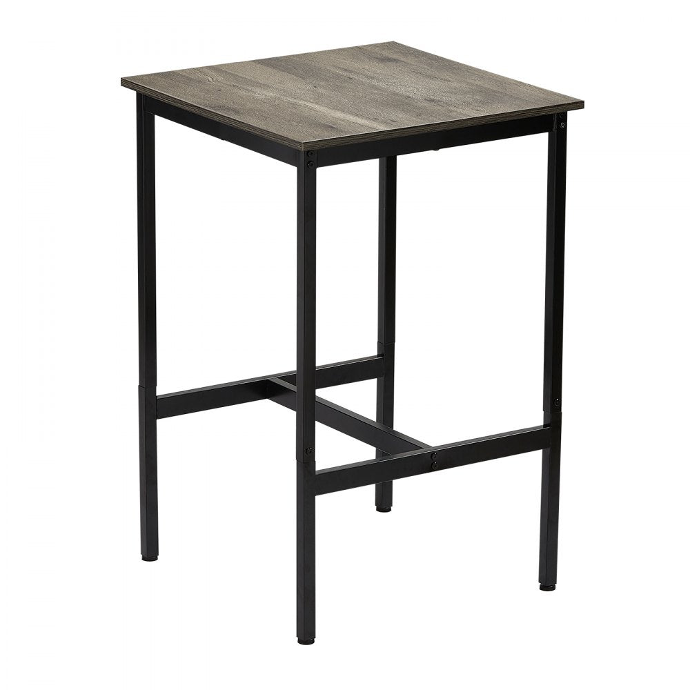 VEVOR Bar Table, Sturdy Metal Frame High Top Pub Table, Small Kitchen Dining, Cocktail Coffee Counter Bar Height Desk, Easy to Assemble, 24x24x36 in, for Living Room Party, Rustic Brown and Black