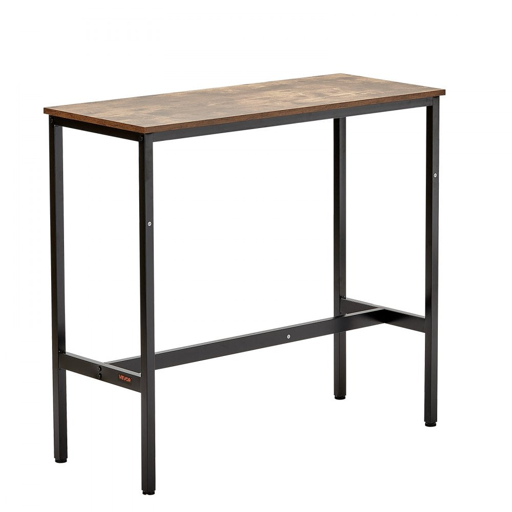 VEVOR Bar Table, Sturdy Metal Frame High Top Pub Table, Narrow Long Kitchen Dining, Cocktail Counter Bar Height Desk, Easy to Assemble,39x16x35.5 in, for Living Room Party, Rustic Brown and Black