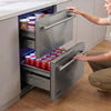 VEVOR Drawer Refrigerator with Freezer, 24 in Undercounter Fridge Freezer Combo, Beverage Cooler with 304 Stainless Steel Drawers, Freezing Section for Frozen Food, for Kitchen, Home Bar and Game Room