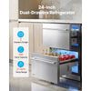 VEVOR Drawer Refrigerator, 24 in Undercounter Beverage Fridge, Large Capacity, Drink Cooler with 304 Stainless Steel Drawers, Temp Control, Powerful Compressor, for Kitchen, Office & Game Room