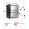 VEVOR 24" Convertible Drawer Fridge/Freezer, Undercounter Beverage Cooler, -4℉ to 64℉ Temp Range, Convertible Refrigerator/Freezer Mode, 304 Stainless Steel Drawer, Ideal for Kitchen, Bar & Garage