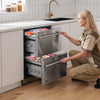 VEVOR 24" Convertible Drawer Fridge/Freezer, Undercounter Beverage Cooler, -4℉ to 64℉ Temp Range, Convertible Refrigerator/Freezer Mode, 304 Stainless Steel Drawer, Ideal for Kitchen, Bar & Garage