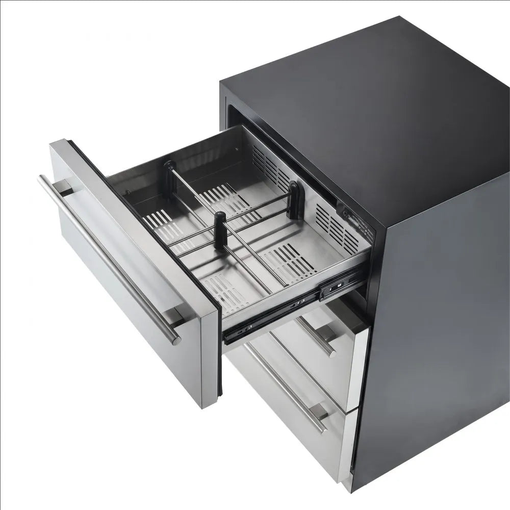 VEVOR 3-Drawer Refrigerator, 24 in Undercounter Beverage Cooler, Large Capacity Drink Fridge, 3 Separate Storage Zones, 304 Stainless Steel Drawers, Fast Cooling, for Kitchen, Game Room & Home Bar