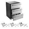 VEVOR 3-Drawer Refrigerator, 24 in Undercounter Beverage Cooler, Large Capacity Drink Fridge, 3 Separate Storage Zones, 304 Stainless Steel Drawers, Fast Cooling, for Kitchen, Game Room & Home Bar