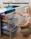 VEVOR 3-Drawer Refrigerator, 24 in Undercounter Beverage Cooler, Large Capacity Drink Fridge, 3 Separate Storage Zones, 304 Stainless Steel Drawers, Fast Cooling, for Kitchen, Game Room & Home Bar