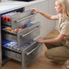 VEVOR 3-Drawer Refrigerator, 24 in Undercounter Beverage Cooler, Large Capacity Drink Fridge, 3 Separate Storage Zones, 304 Stainless Steel Drawers, Fast Cooling, for Kitchen, Game Room & Home Bar
