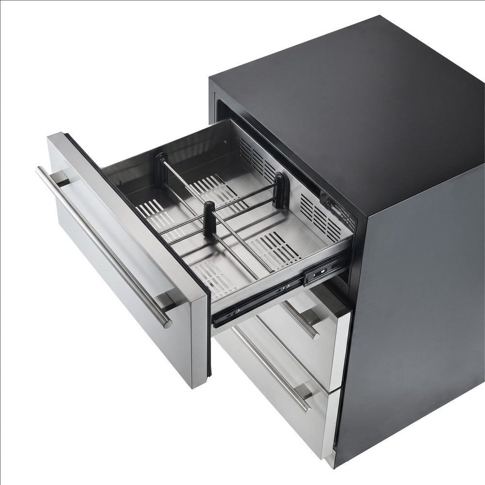 VEVOR 3-Drawer Refrigerator, 24 in Undercounter Beverage Cooler, Large Capacity Drink Fridge, 3 Separate Storage Zones, 304 Stainless Steel Drawers, Fast Cooling, for Kitchen, Game Room & Home Bar