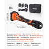 VEVOR Press Tool, 18V Electric Pipe Crimping Tool for 1/2" 3/4" 1" PEX Pipe Stainless Steel Rings, 24KN PEX Press Tool Compatible with PureFlow - with 3 VPF Jaws, 2pcs 2AH Batteries, Charger & Toolbox