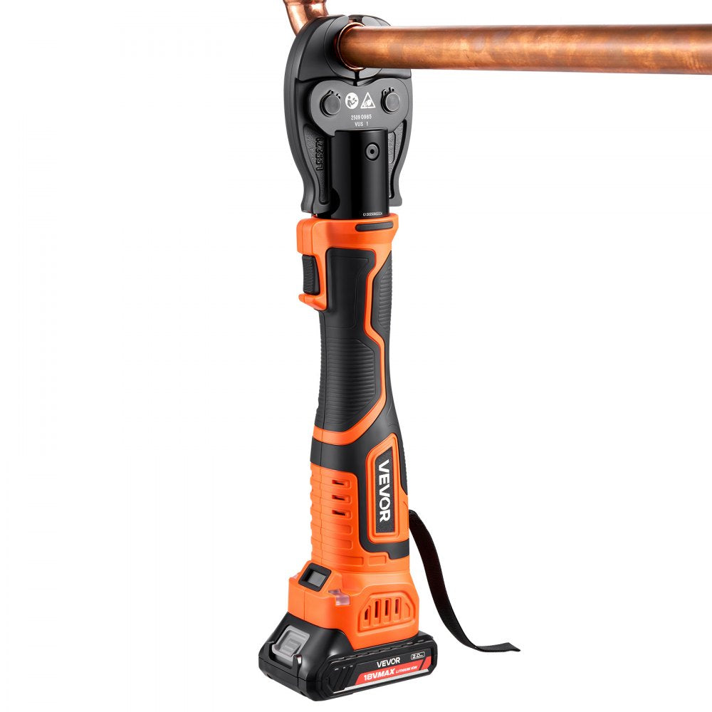 VEVOR Press Tool Kit, 18V Electric Pipe Crimping Tool for 1/2", 3/4", 1" Copper Tubes, 24KN Press Tool Compatible with ProPress - with 3 VUS Jaws, 2pcs 2AH Batteries, Fast Charger & Carrying Case