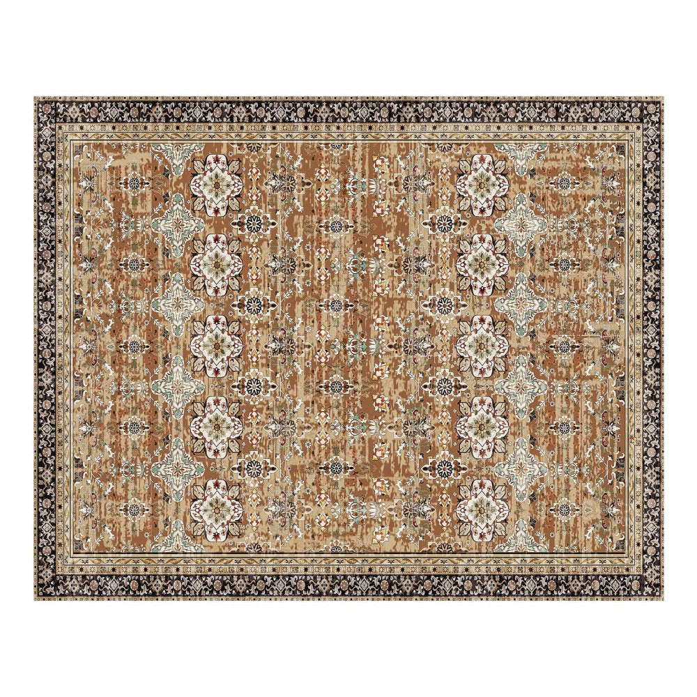 VEVOR Area Rug, 7.5 x 9.5 ft Large Washable Rug, Non-Slip and Tear-Resistant Soft Carpet, Pet & Child Friendly Vintage Area Rugs, Indoor Mat for Bedroom, Living Room, Office, Entryway, Brown Green