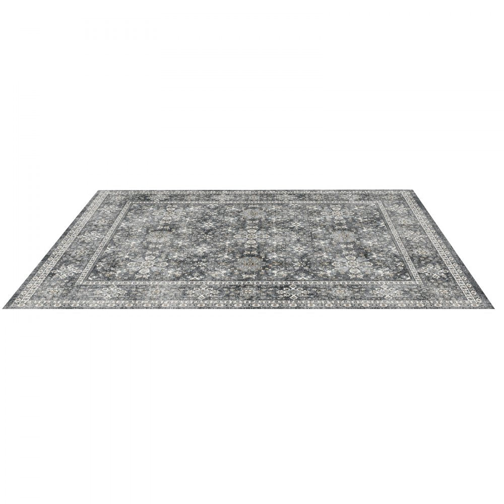 VEVOR Area Rug, 8 x 10 ft Large Washable Rug, Non-Slip and Tear-Resistant Soft Carpet, Pet & Child Friendly Vintage Area Rugs, Indoor Mat for Bedroom, Living Room, Kids Room, Entryway, Office, Gray