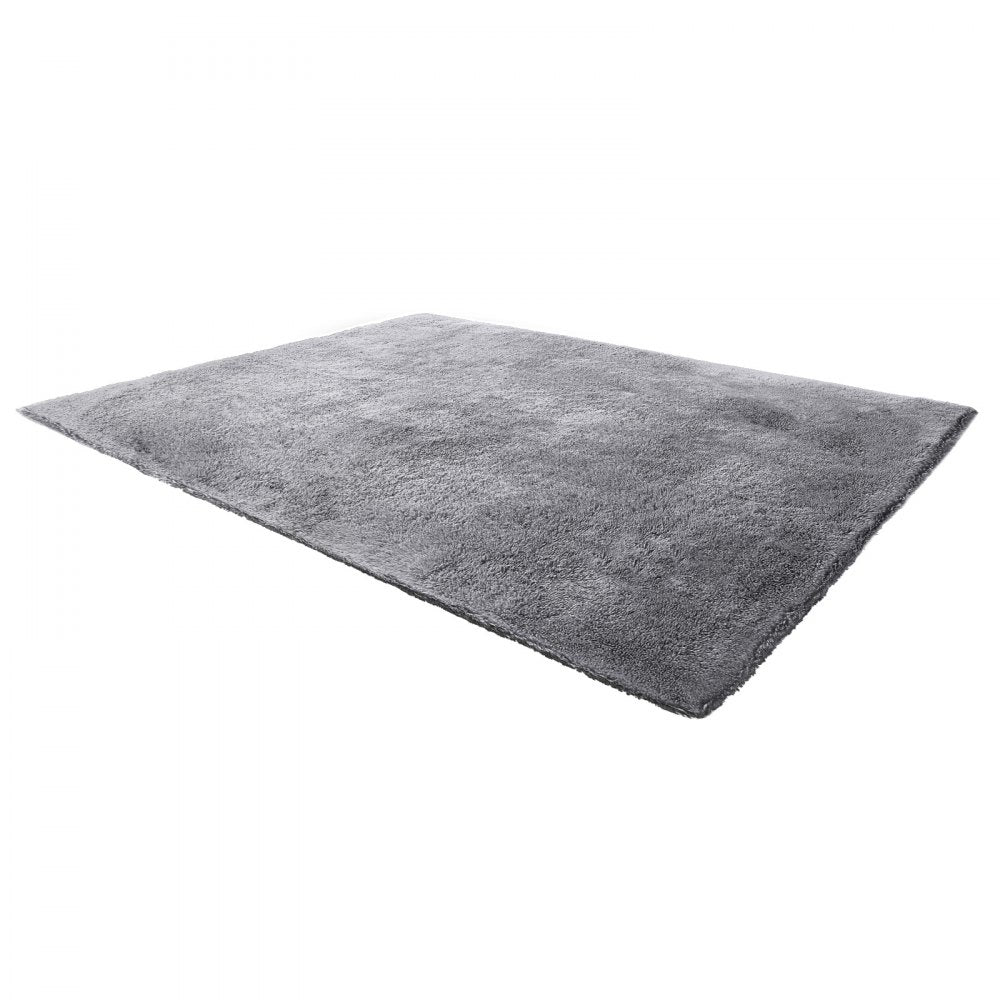 VEVOR Indoor Plush Area Rugs, 8 x 10 ft Soft Plush Carpet, Furry Shag Area Rugs for Living Room, Bedroom, Sunroom, Modern Home Decor Aesthetic, Non-Shedding, Non-Woven, Slip-Resistant, Smoke Gray