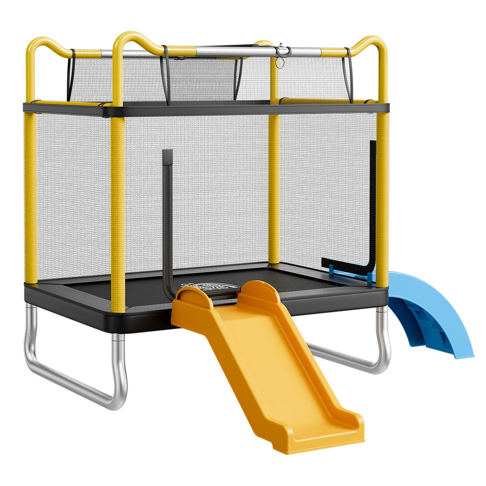VEVOR Trampoline for Kids, Toddler Mini Trampoline, 132 lbs Capacity Indoor Outdoor Play Toys with Enclosure Net, Slide, and Ring, Easy to Assemble, Christmas Toys Birthday Gifts for Girls Boys
