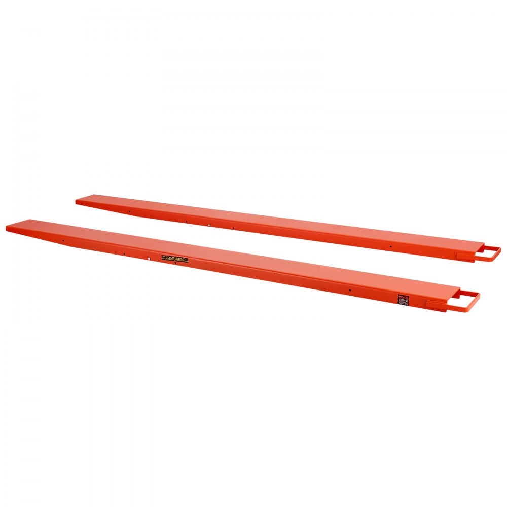 VEVOR Forklift Extensions 96 x 6.5 in, Upgrade Retaining Loop & Bottom Lock, for Forklifts and Forklift Trucks, Heavy-Duty Industrial Pallet Fork Attachments, Extended Load Handling, Orange, 1 Pair