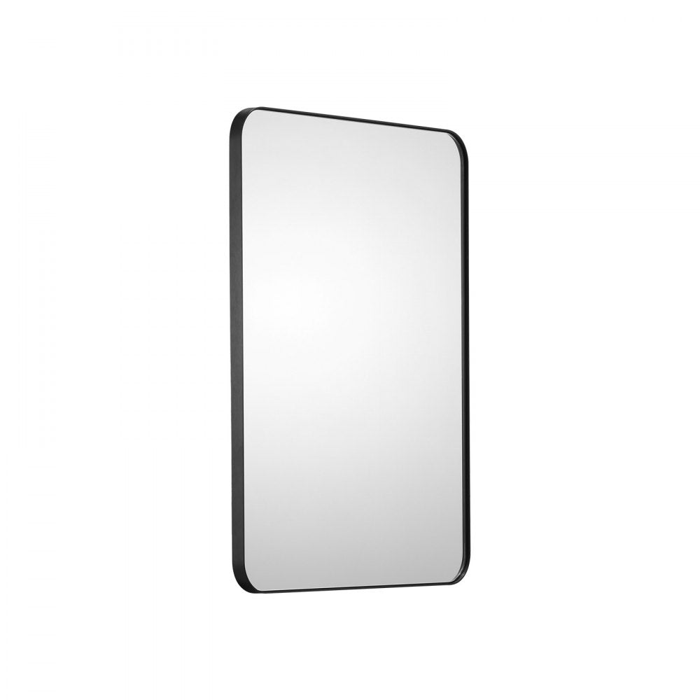 VEVOR Wall Mounted Makeup Mirror, 0.15" Thick, 22" x 30" Mirror with Aluminium Alloy Frame & Explosion-Proof Film, Scratch-Resistant Mirror with Z-Shaped Bracket, Fit for Bathroom/Bedroom/Living Room