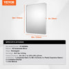 VEVOR Wall Mounted Makeup Mirror, 0.15" Thick, 36" x 36" Mirror with Aluminium Alloy Frame & Explosion-Proof Film, Scratch-Resistant Mirror with Z-Shaped Bracket, Fit for Bathroom/Bedroom/Living Room