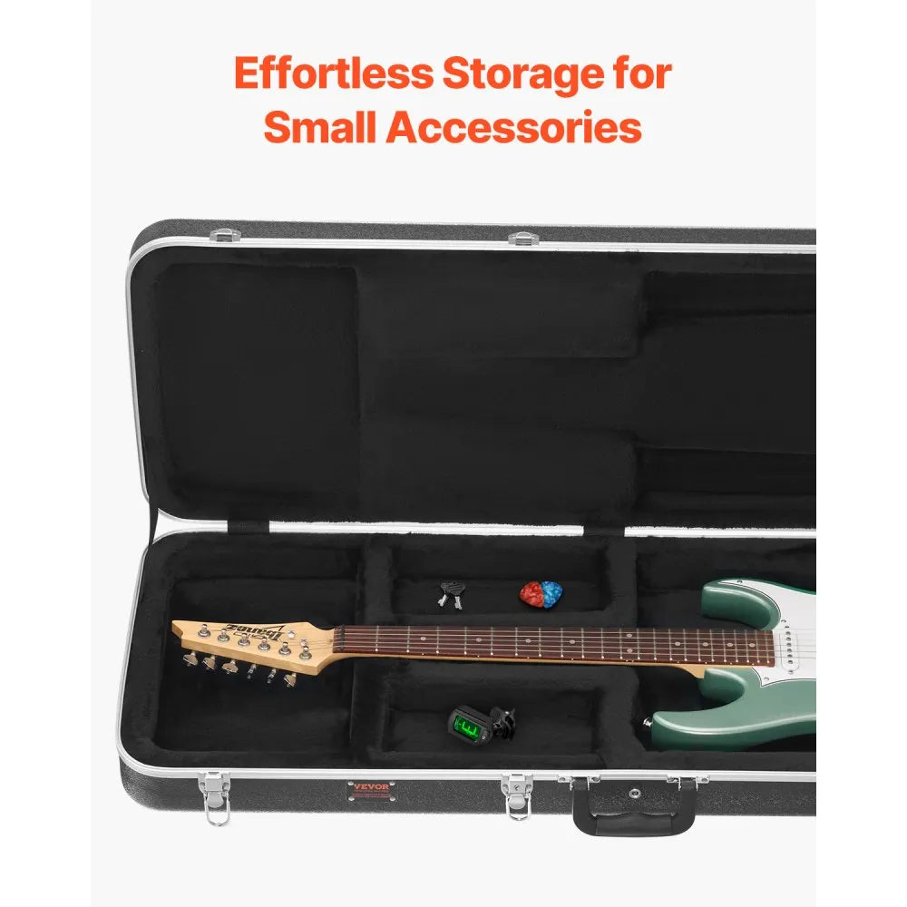 VEVOR Electric Guitar Hard Case, 41.34 in Rectangular Guitar Hard Case, With Lock Latch Key Handle, ABS Padding Soft Lining Water-Resistant Hard Shell Guitar Case, for 39 in Electric Guitar, Black