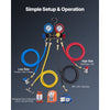VEVOR AC Manifold Gauge Set for R134a R404A R1234yf R22 Refrigerant, 4 Way AC Gauge with 5 ft Hoses, Adapters, Quick Couplers, Can Taps for Automotive Air Conditioning Maintenance, Charging Evacuation