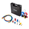 VEVOR AC Manifold Gauge Set for R134a R404A R1234yf R22 Refrigerant, 4 Way AC Gauge with 5 ft Hoses, Adapters, Quick Couplers, Can Taps for Automotive Air Conditioning Maintenance, Charging Evacuation