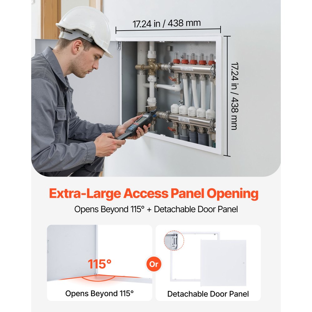 VEVOR Access Panel for Drywall & Ceiling, 16 x 16 Inch Plumbing Access Panels, Reinforced Access Door, Heavy-Duty Steel Wall Hole Cover, Easy Install Removable Hinged Panel for Wiring & Cables, Silver