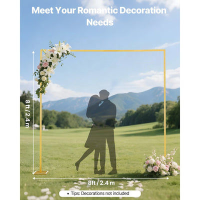Vevor Arch Backdrop Stand 8' x 8' Gold Metal Wedding Party Display New ...