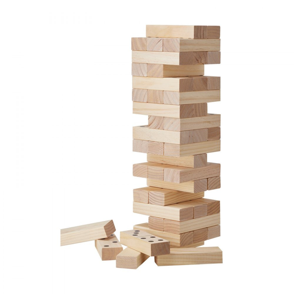 VEVOR Tumbling Timber Toy, 54 Blocks Medium Tumble Tower Blocks Game, Pine Wood Tumbling Tower Game with Carry Bag and Scoreboard, Wooden Stacking Game, Tumble Tower Family Games for Indoor/Outdoor