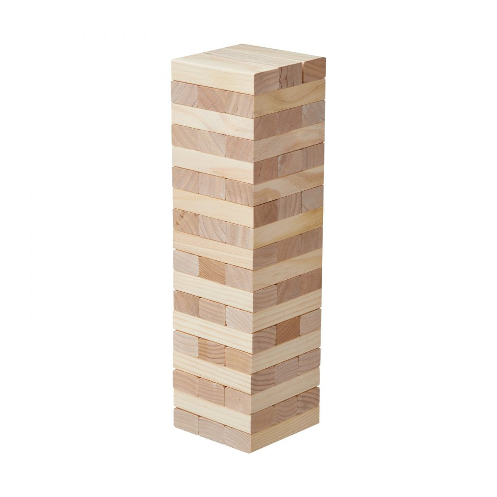 VEVOR Tumbling Timber Toy, 54 Blocks Medium Tumble Tower Blocks Game, Pine Wood Tumbling Tower Game with Carry Bag and Scoreboard, Wooden Stacking Game, Tumble Tower Family Games for Indoor/Outdoor