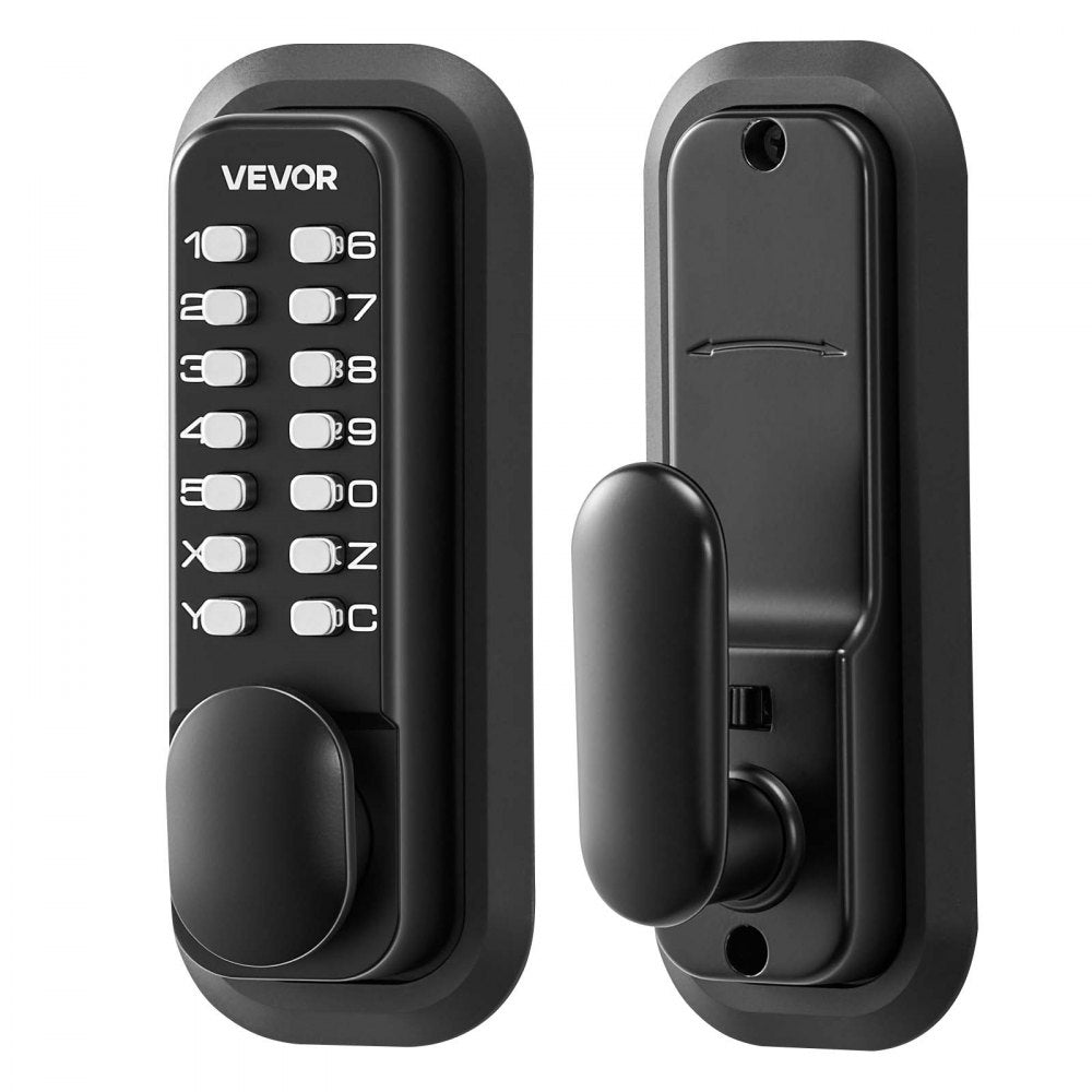VEVOR Mechanical Keyless Entry Door Lock, 2.0 Code Upgrade, 4-7 Digits Code, Single-Sided Push Button Combination Mechanical Keypad Door Knob, Auto Locking, for Garden Gates, Indoor or Outdoor, Black