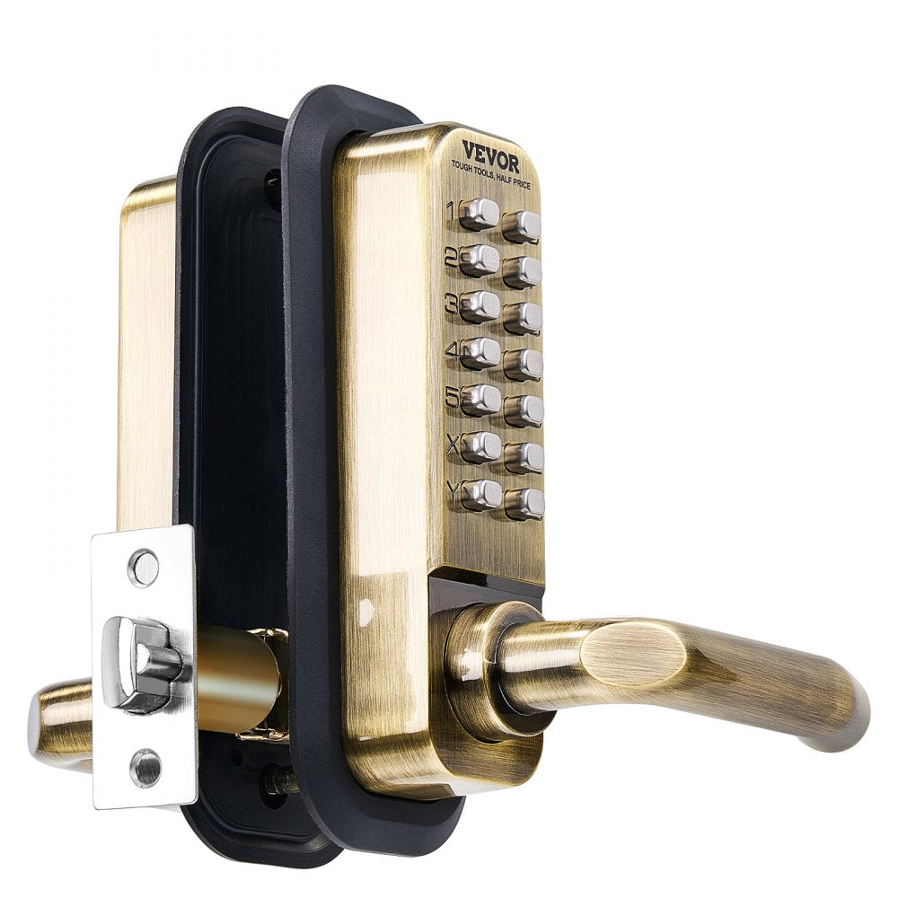 VEVOR Mechanical Keyless Entry Door Lock, 14 Key Mechanical Door Lock, Mechanical Keypad Door Lock with Handle, Double-Sided Stainless Steel Waterproof Keyless Gate Lock, for Home Office Fence Garage