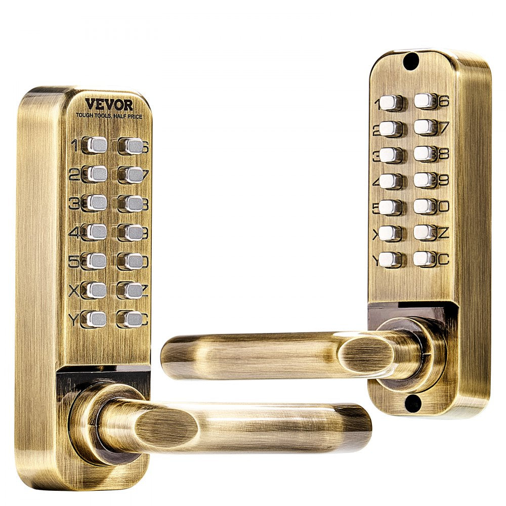 VEVOR Mechanical Keyless Entry Door Lock, 14 Key Mechanical Door Lock, Mechanical Keypad Door Lock with Handle, Double-Sided Stainless Steel Waterproof Keyless Gate Lock, for Home Office Fence Garage