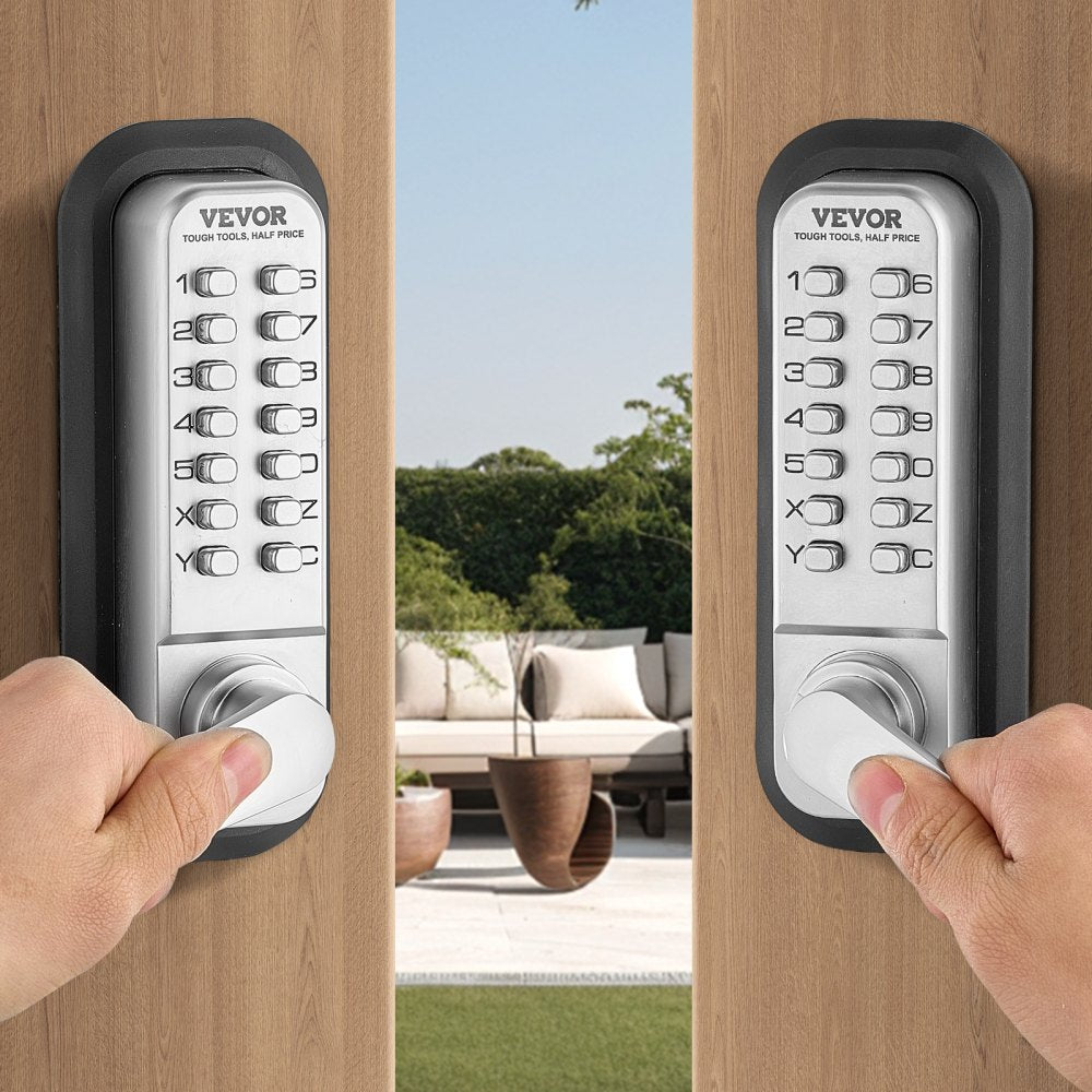 VEVOR Mechanical Keyless Entry Door Lock, 14 Key Mechanical Door Lock, Mechanical Keypad Door Lock with Handle, Stainless Steel Waterproof Keyless Gate Lock, for Home Office Outdoor Fence Garage Yard