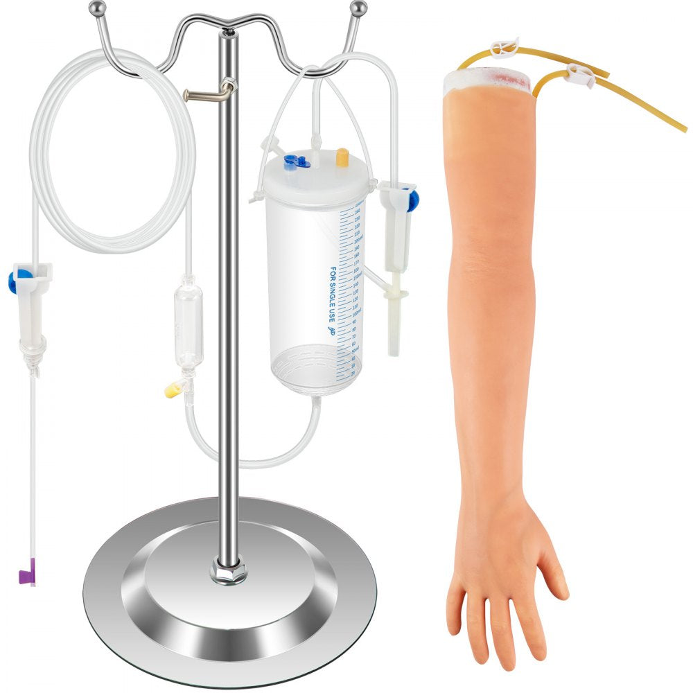 VEVOR 12 PCS Phlebotomy Practice Kit, IV Venipuncture Intravenous Training, High Simulation IV Practice Arm Kit with Carrying Bag, Practice and Perfect IV Skills, for Students Nurses and Professionals