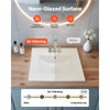 VEVOR Semi Recessed Bathroom Sink, 20.08 x 18.31 Inch Rectangular White Ceramic Vessel Sink with Overflow and 3 Faucet Holes, Drop in Modern Lavatory Vanity Bath Wash Bowl Basin Rectangle Small Space