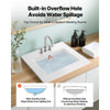 VEVOR Semi Recessed Bathroom Sink, 20.08 x 18.31 Inch Rectangular White Ceramic Vessel Sink with Overflow and 3 Faucet Holes, Drop in Modern Lavatory Vanity Bath Wash Bowl Basin Rectangle Small Space