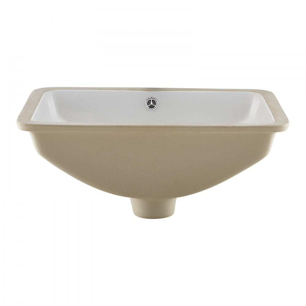 VEVOR Undermount Bathroom Sink, 20.87 x 14.76 Inch Rectangular White Ceramic Vessel Sink with Overflow Hole, Under Counter Drop in Modern Lavatory Vanity Bath Wash Bowl Basin, Rectangle Small Space