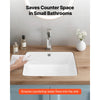 VEVOR Undermount Bathroom Sink, 15.75 x 12.01 Inch Rectangular White Ceramic Vessel Sink with Overflow Hole, Under Counter Drop in Modern Lavatory Vanity Bath Wash Bowl Basin, Rectangle Small Space