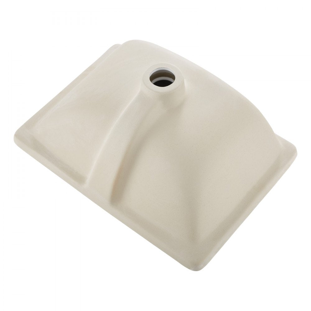 VEVOR Undermount Bathroom Sink, 18.11 x 12.99 Inch Rectangular White Ceramic Vessel Sink with Overflow Hole, Under Counter Drop in Modern Lavatory Vanity Bath Wash Bowl Basin, Rectangle Small Space