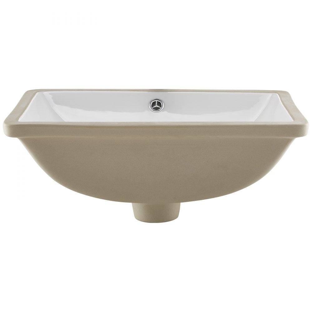 VEVOR Undermount Bathroom Sink, 20.28 x 15.16 Inch Rectangular White Ceramic Vessel Sink with Overflow Hole, Under Counter Drop in Modern Lavatory Vanity Bath Wash Bowl Basin, Rectangle Small Space